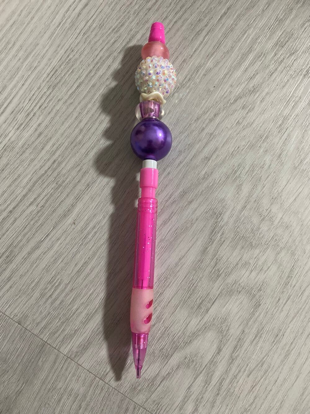 Pink and purple beaded pencil